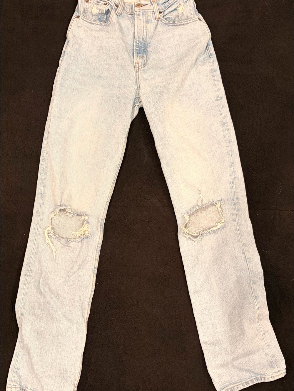 Abercrombie & Fitch Light Blue Distressed Straight-Leg Jeans